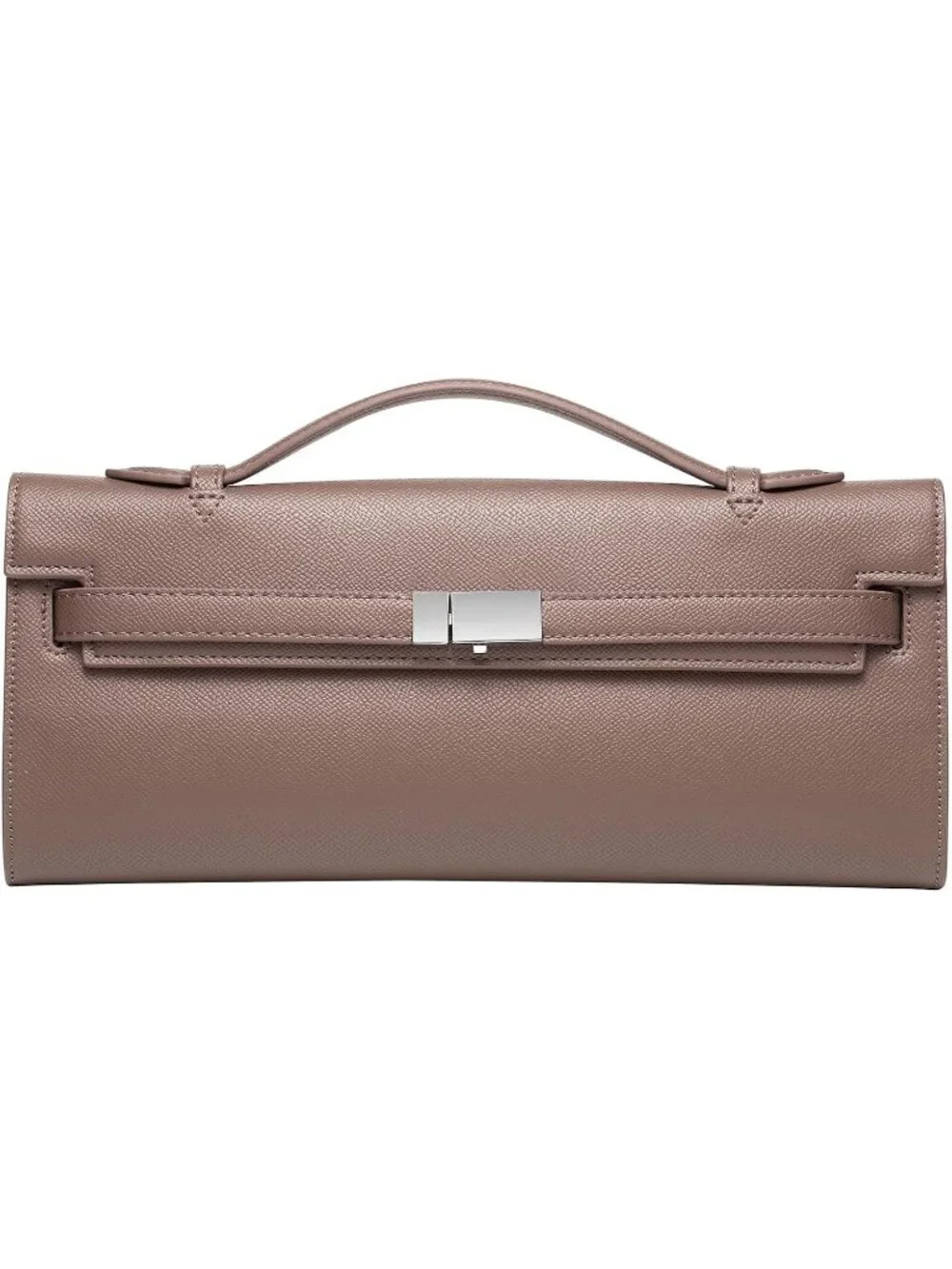 👜Women's Taupe PU Leather Top Handle Bag Evening Clutch Purse Party Wedding